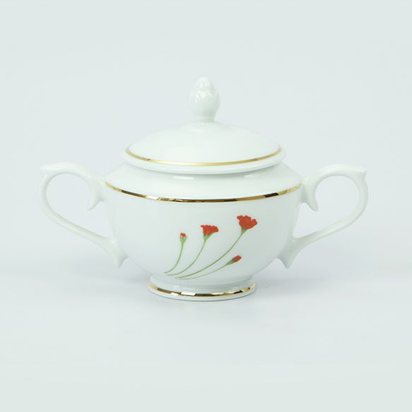 Dankotuwa | Red Flower Sugar Bowl